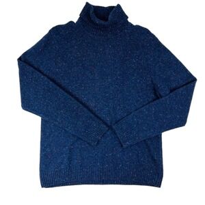 Bernard Weatherill Blue Red Donegal Lambswool Nylon Turtleneck Sweater Womens 16